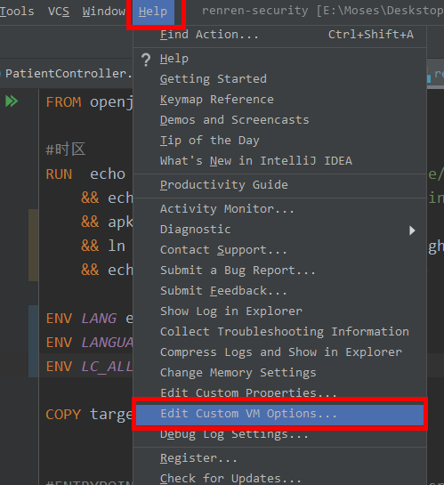 Edit Custom VM Options